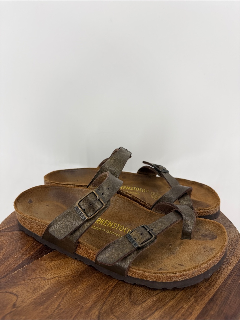 Birkenstock Mayari Brown Leather Toe Loop Sandals Size 37 Made in Germany